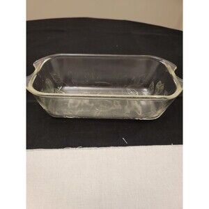 1940's Glassbake Loaf Pan Mckee Glass Ovenware Sears Roebuck Flamex Hibiscus